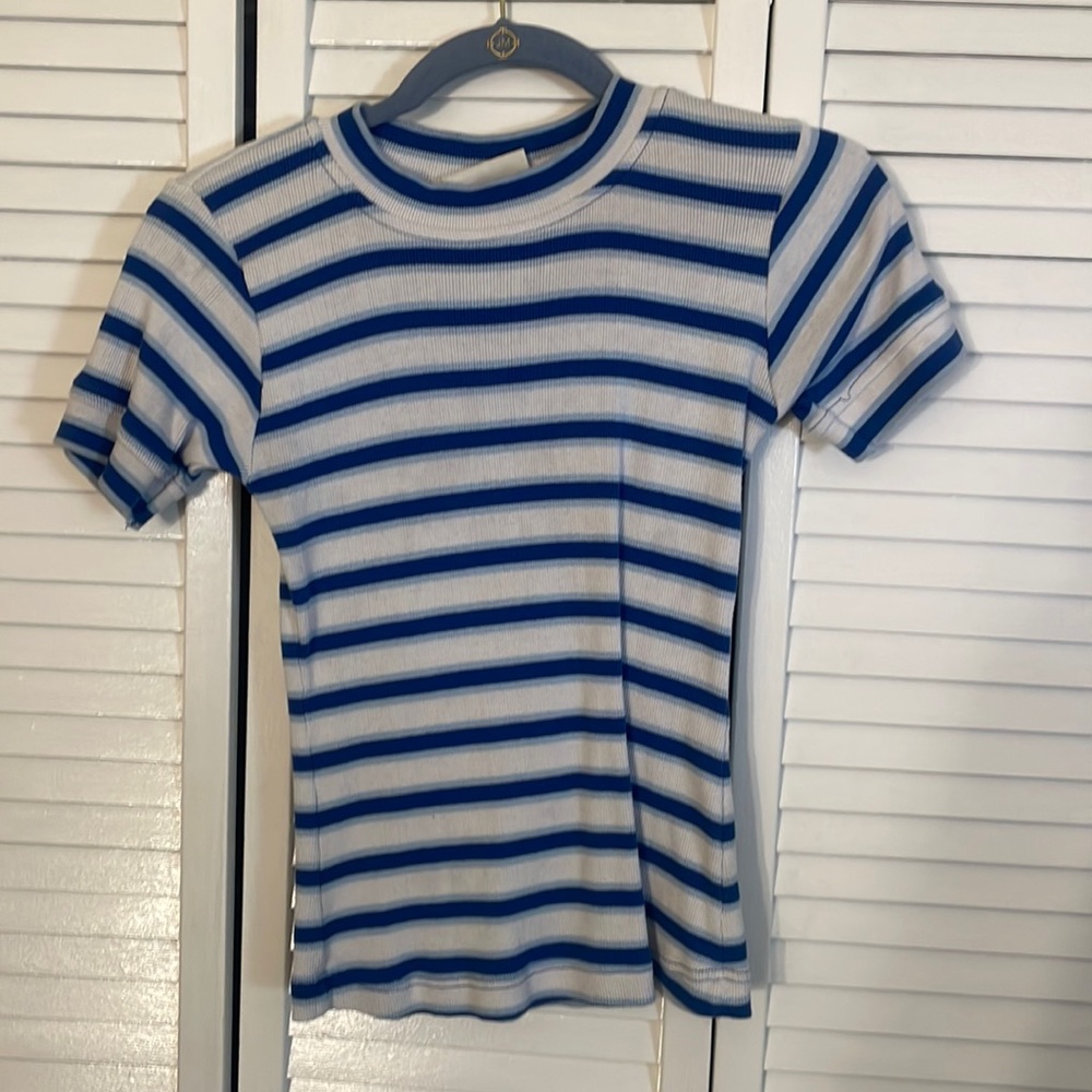 Blue and White Striped Arizona Jean Company Shirt Size L
